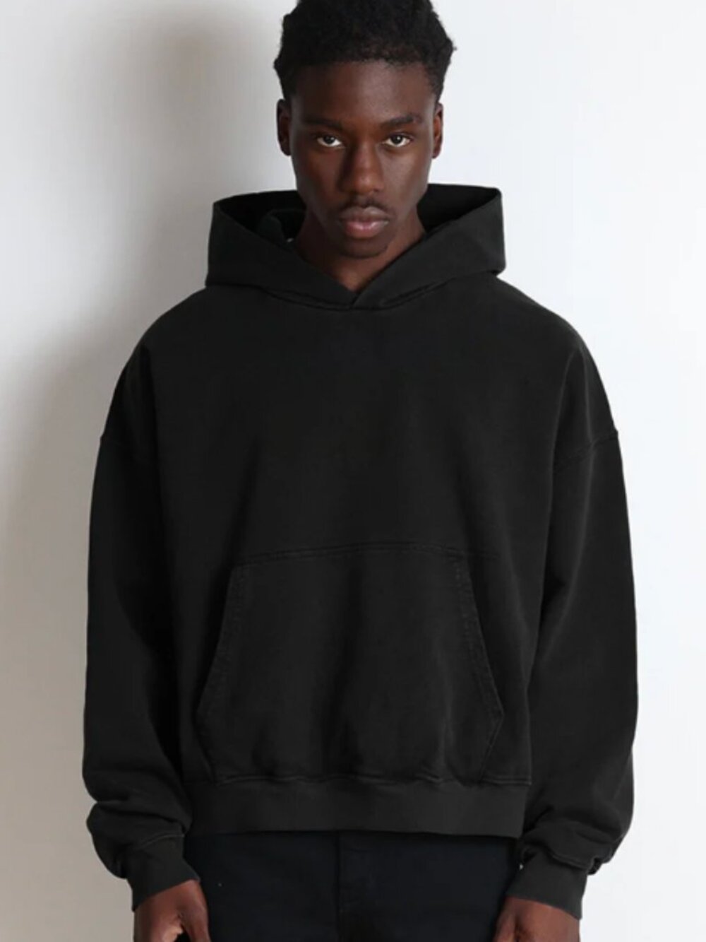 Pool House NY Bowery Crop Hoodie II Relaxed Drop Shoulder Hoodie Size M Black